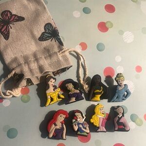 NEW Disney Princess Croc Charms with Butterfly Pouch, 8 Charms